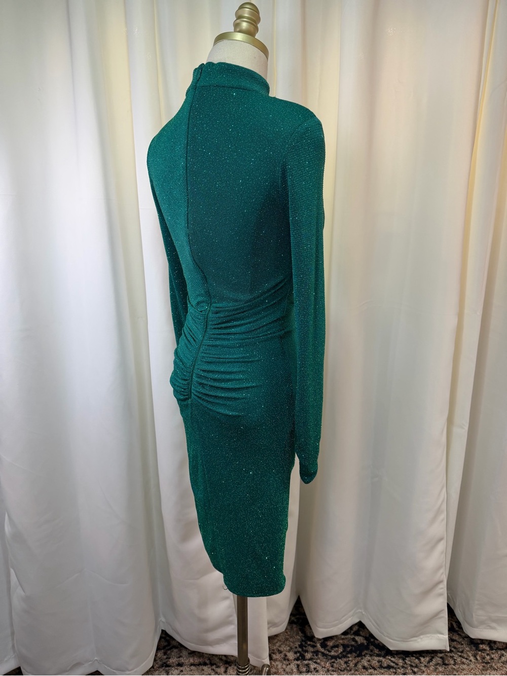 NWT Betsy & Adam ‘Ruched Glitter-Knit Side-Slit Dress’ in Green Size 6 - Picture 12 of 15